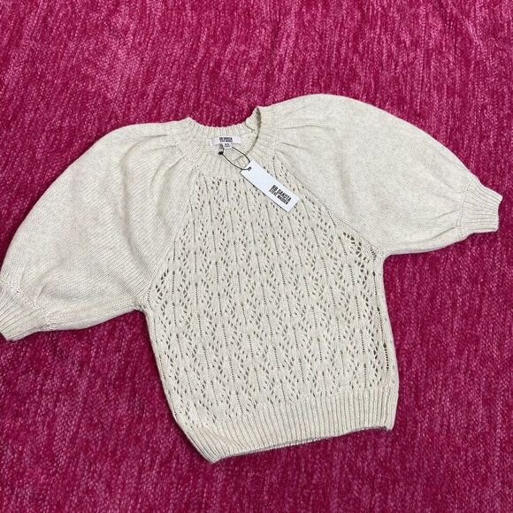 BB Dakota Steve Madden Come Here Soften Puff Sleeve Sweater Oatmeal Size XS - Picture 2 of 12